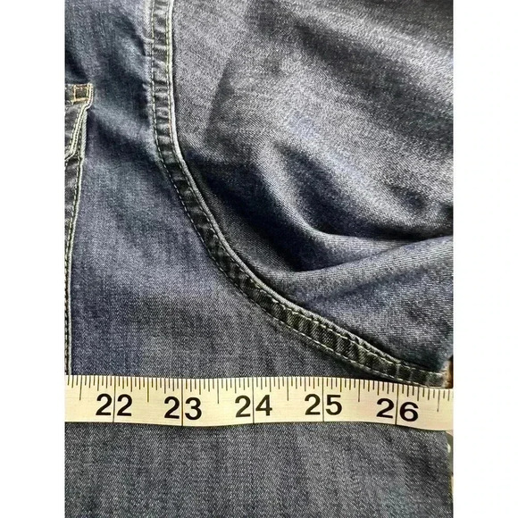 Wrangler Denim Shirt Flex Long Sleeve Casual Button Up Blue Jean Men’s XL Pockts - Picture 11 of 14